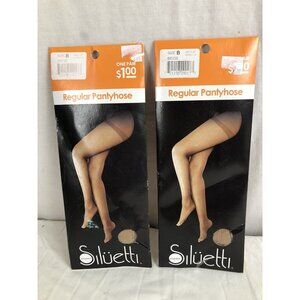 VINTAGE SILUETTI REGULAR PANTYHOSE SIZE B - BEIGE 2 PAIR